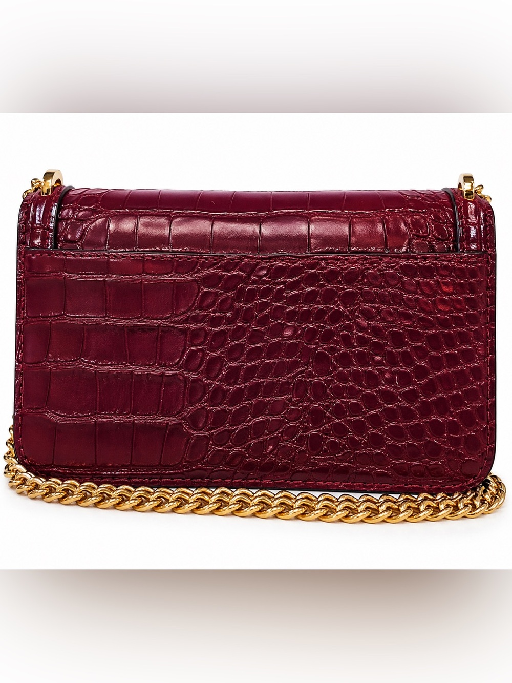Victoria’s Secret Victoria Burgundy Croc Embossed Gold Chain Bag Purse - Picture 6 of 16